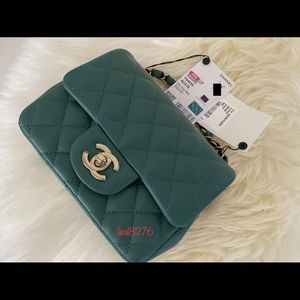 Chanel Lambskin Quilted Mini Square Green 21A